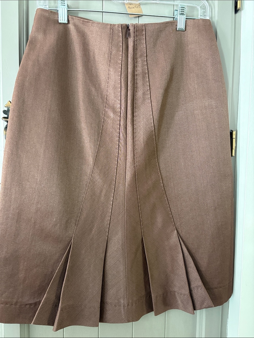 NWOT Alberta Ferretti Cotton/Silk Blend A-Line Skirt, Made in Italy, pleated CB - Picture 4 of 6
